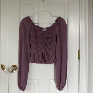 Urban Outfitters Shaina Rayon Ruched Long Sleeve Top